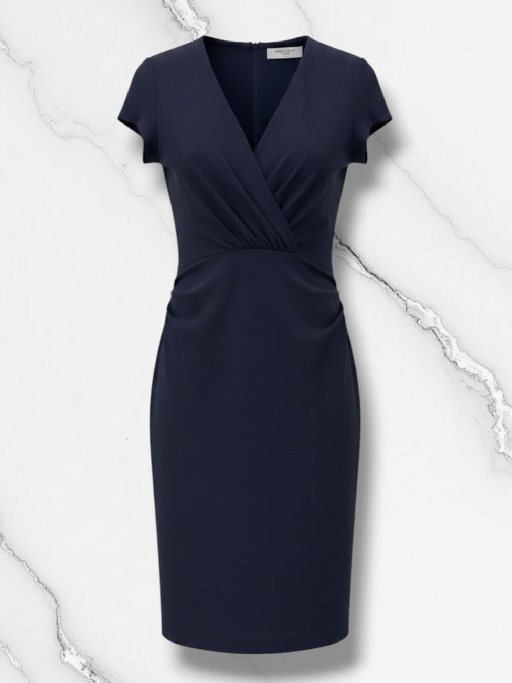 MM. LaFleur New York Wool Blend Navy Collared V-Neck‎ Dress 0